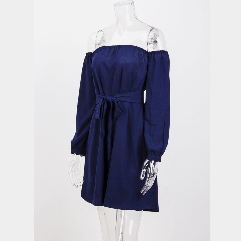 My Angel Navy Off Shoulder Mini Dress - Picture 4 of 8